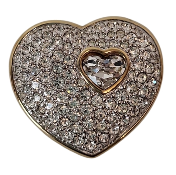 Swarovski Heart Brooch Vintage Signed - Picture 2 of 3